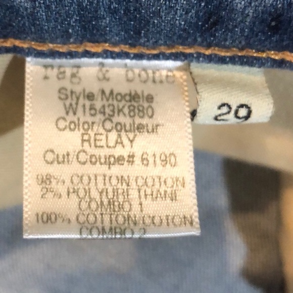 Rag & Bone Skinny Racer Relay Ankle Zip Jeans Size 29 - Picture 7 of 7